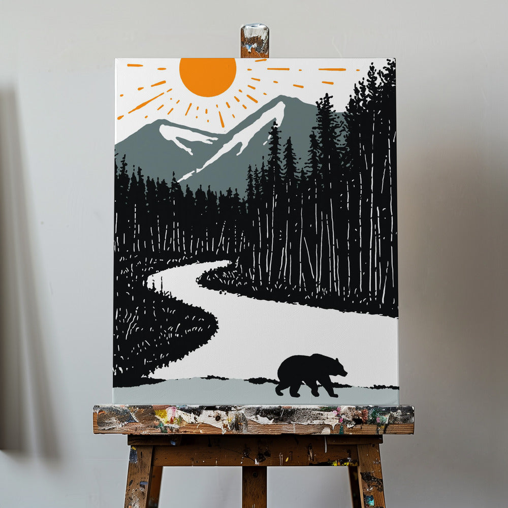 Ours au bord de la rivière | Tableaux sur Toile