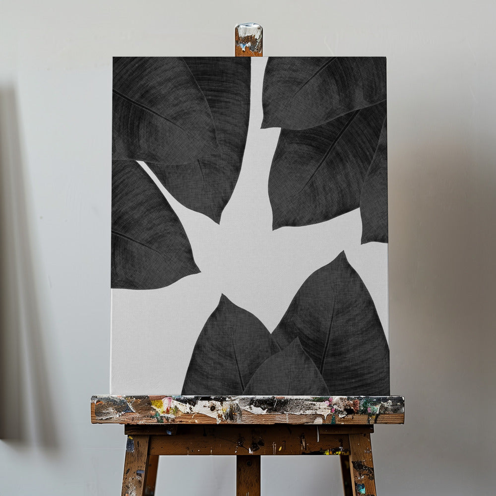 Feuille de bananier Noir et blanc I | Toile