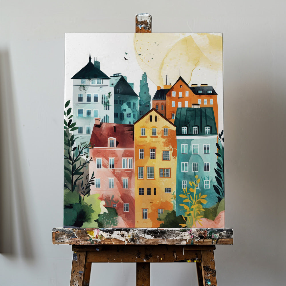 Pittura digitale ad acquerello di Varsavia | Stampe su Tela