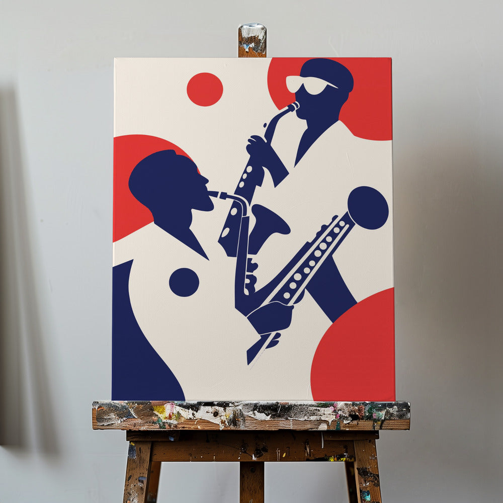 Silhouettes of Musicians Playing Saxophones | Canvas