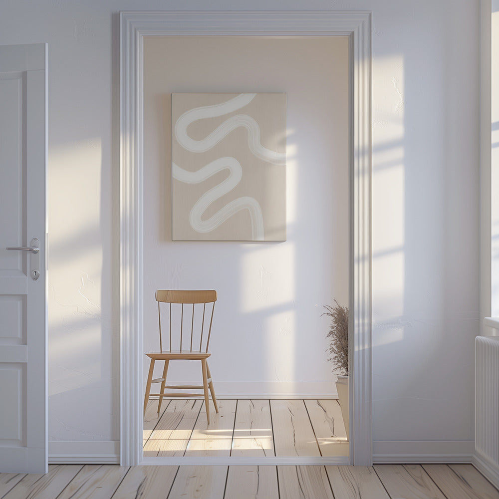 Beige enlinjetegning | Lærredsbilleder