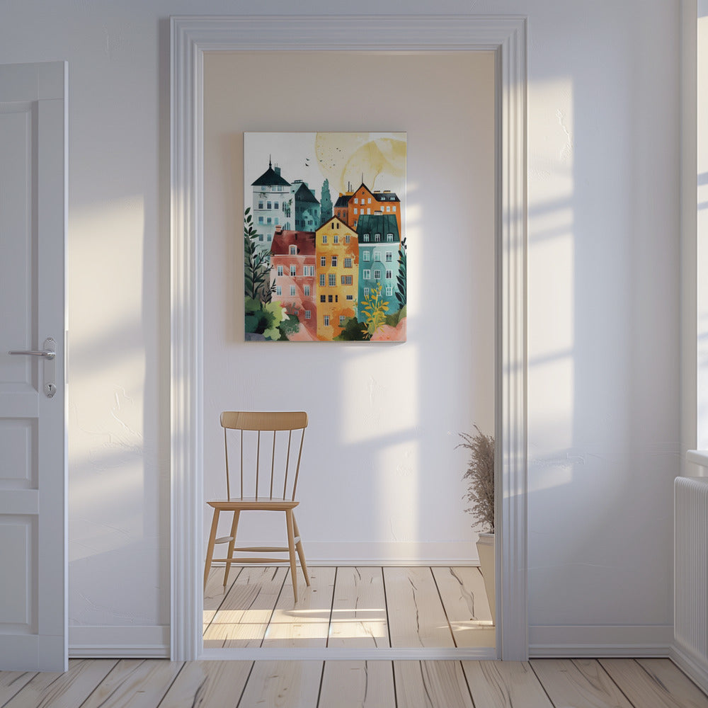 Pittura digitale ad acquerello di Varsavia | Stampe su Tela