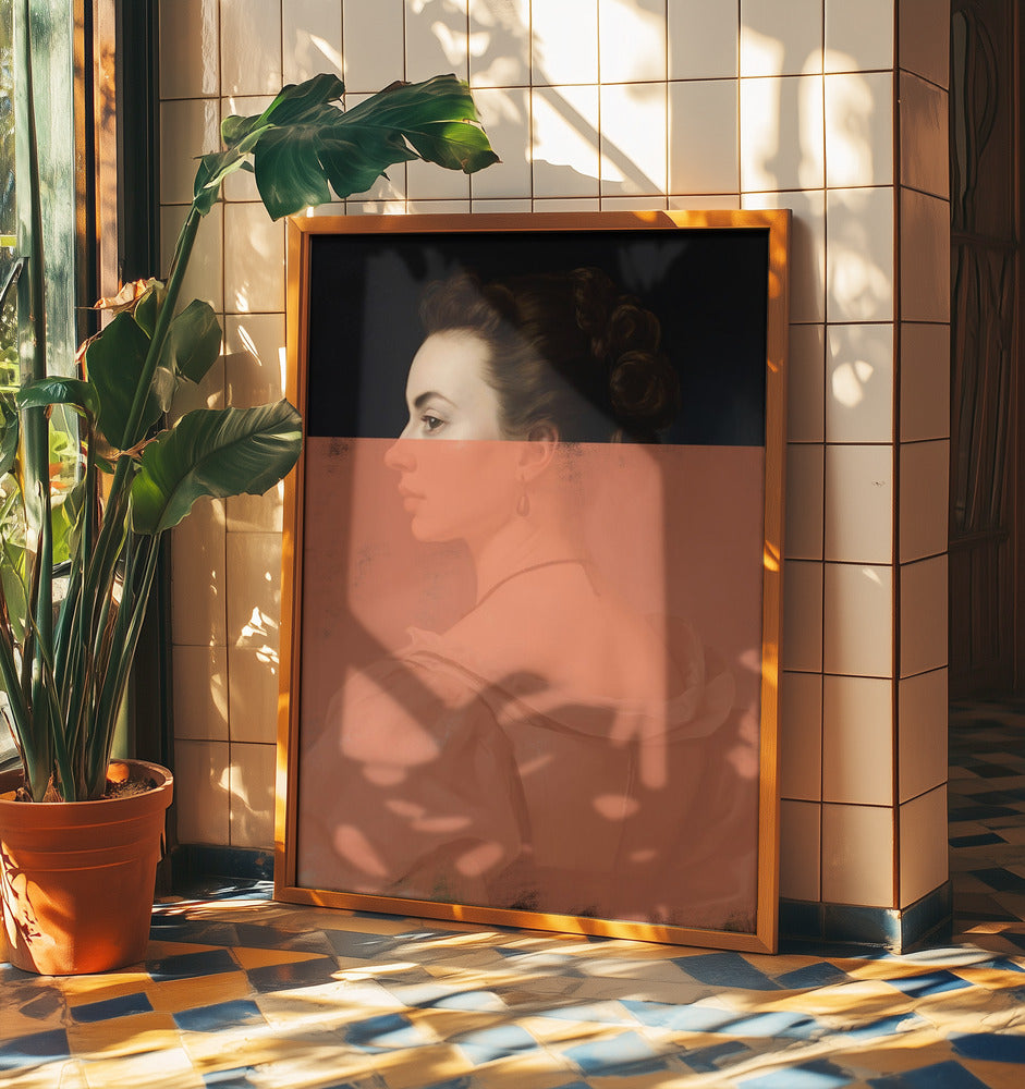 Altered Portrait of Woman Orange Modern Art | Poster