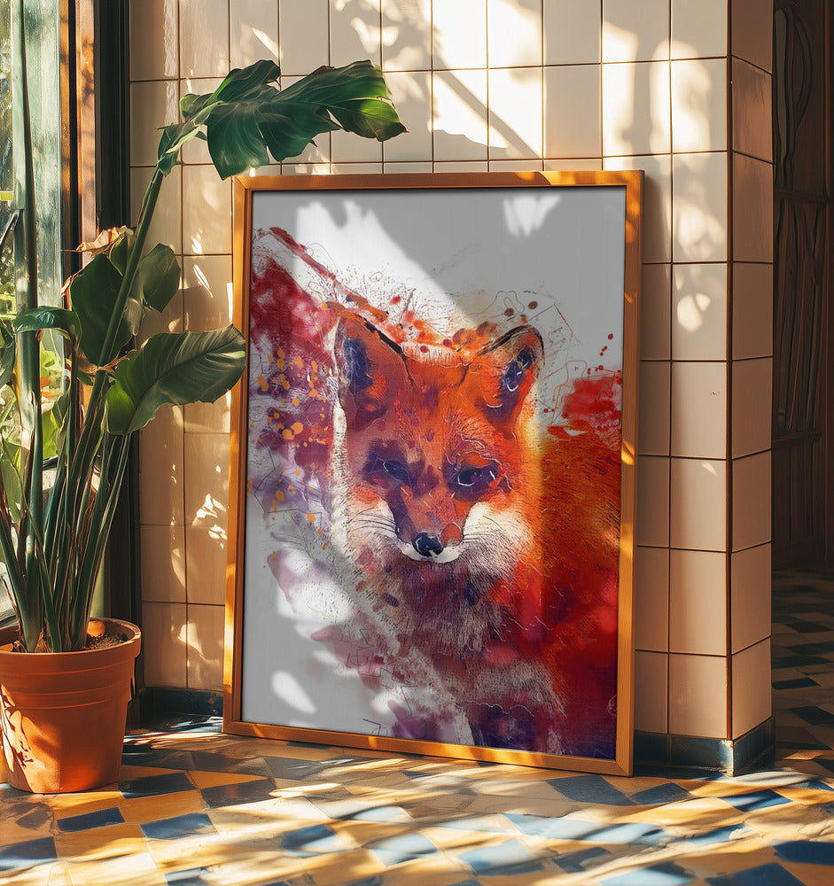 Tier Rotfuchs Aquarell Tierkunst | Poster