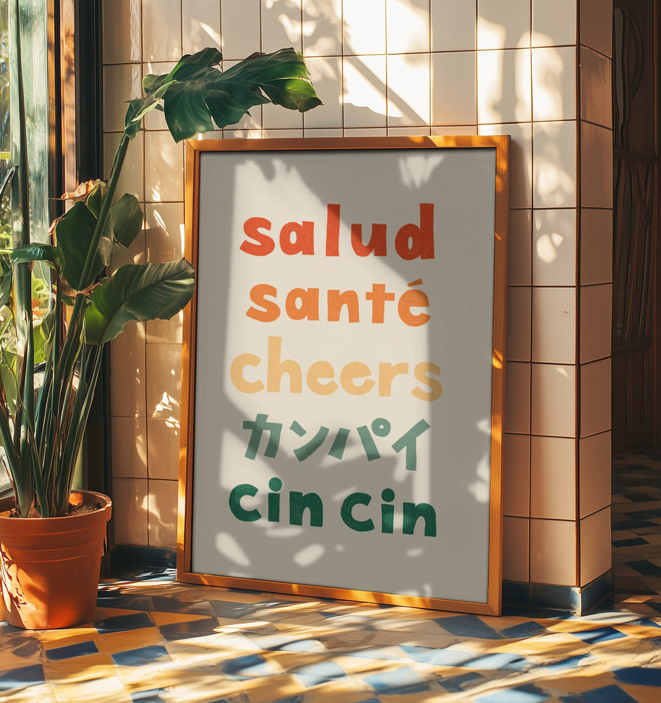 Cheers Typography - Salud Santé Cheers Kanpai Cin cin | Poster