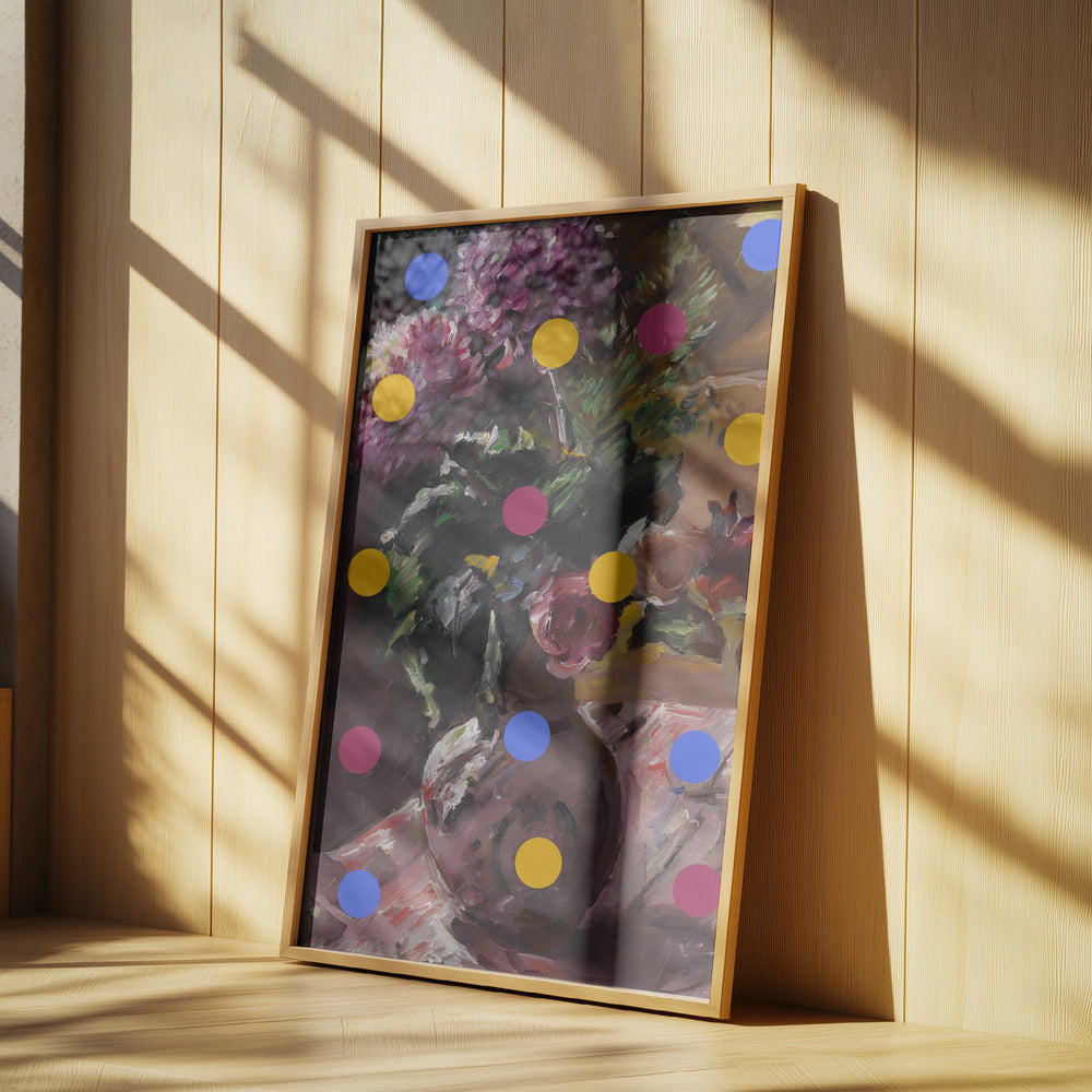 Classic Vase of Flowers And Dots | Poster