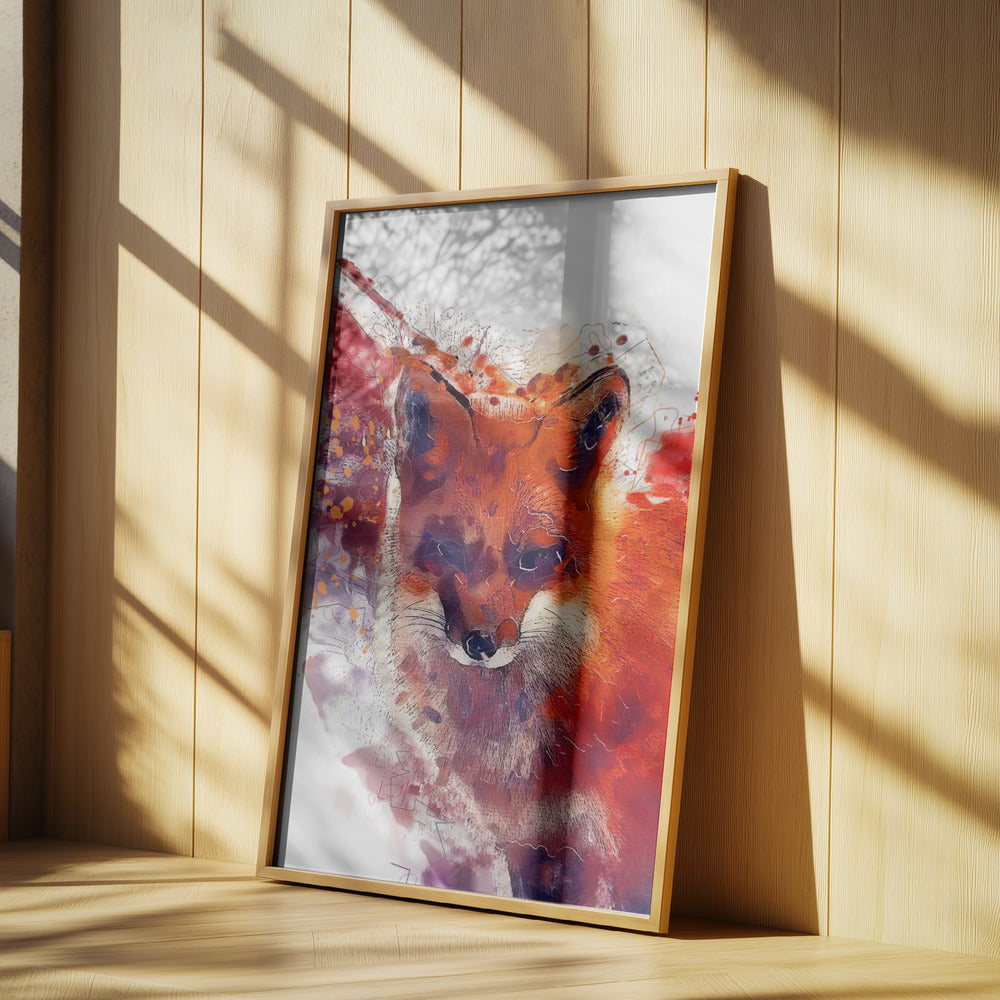 Tier Rotfuchs Aquarell Tierkunst | Poster