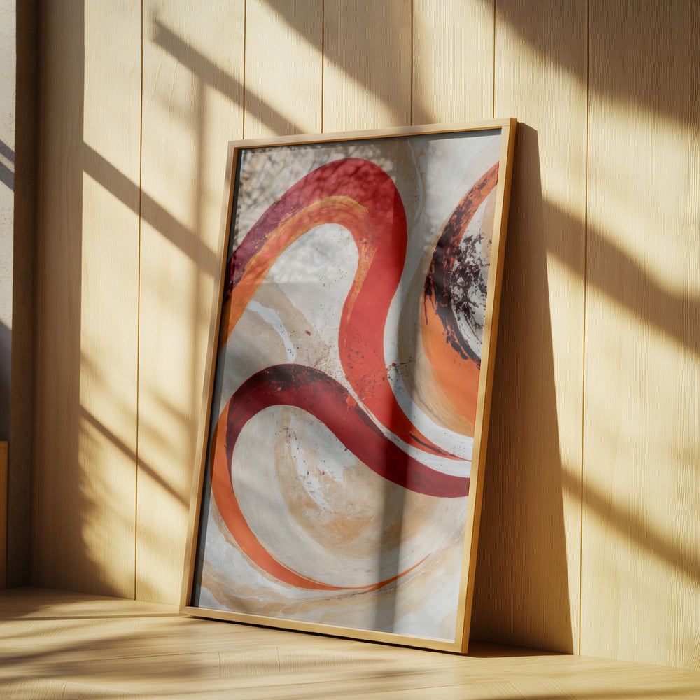 Tourbillons rouges et orange sur fond neutre | Affiches