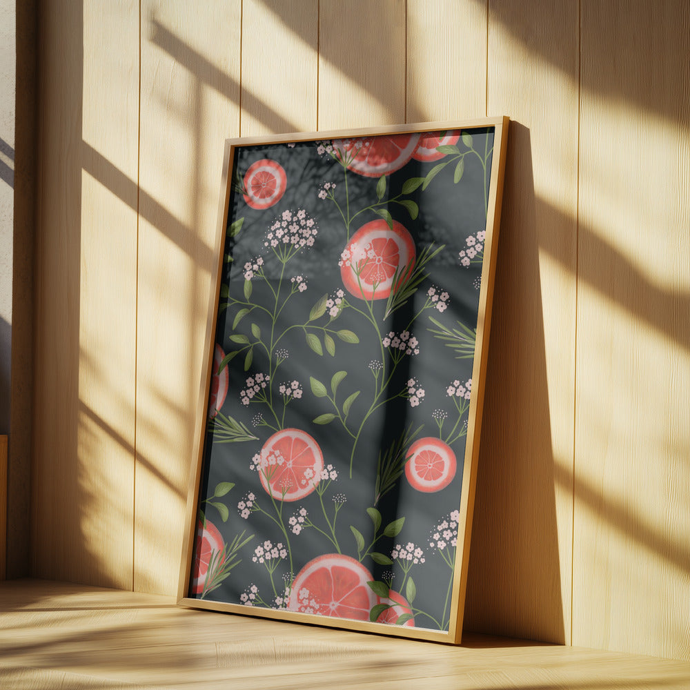 Holunderblüten und Orangen Schwarz 2 | Poster