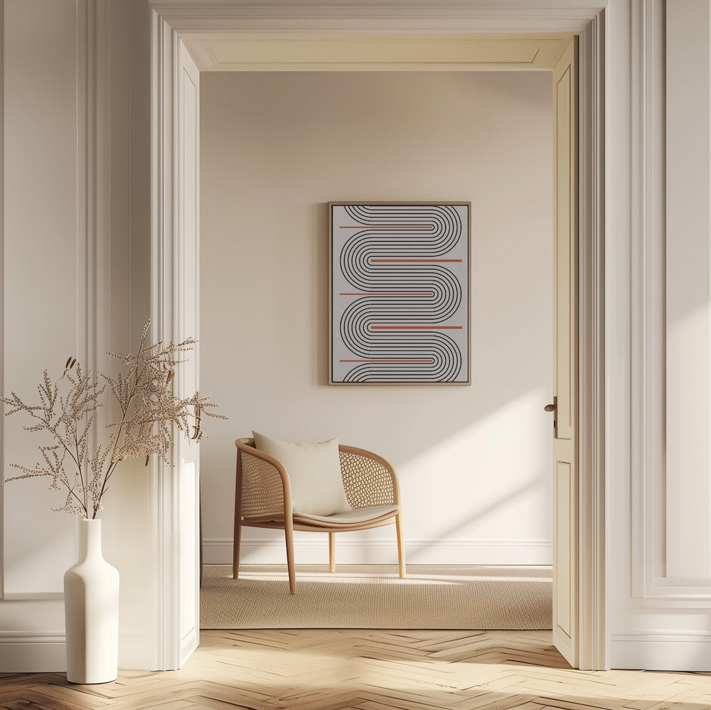 Lignes rouges, beiges et noires contemporaines | Posters - Affiche Artistique