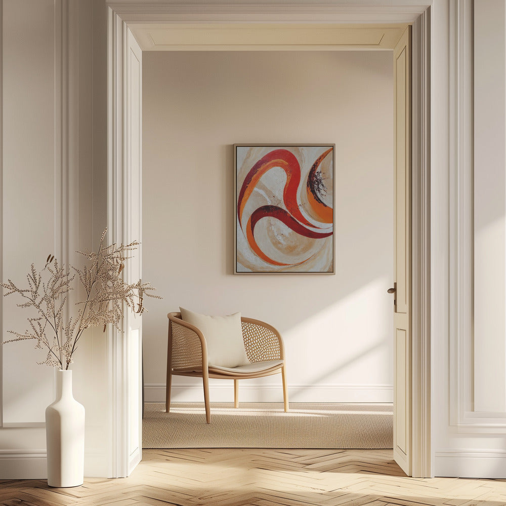 Tourbillons rouges et orange sur fond neutre | Affiches