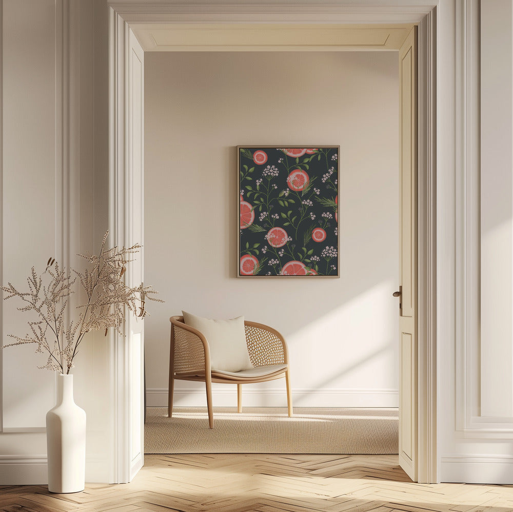 Holunderblüten und Orangen Schwarz 2 | Poster