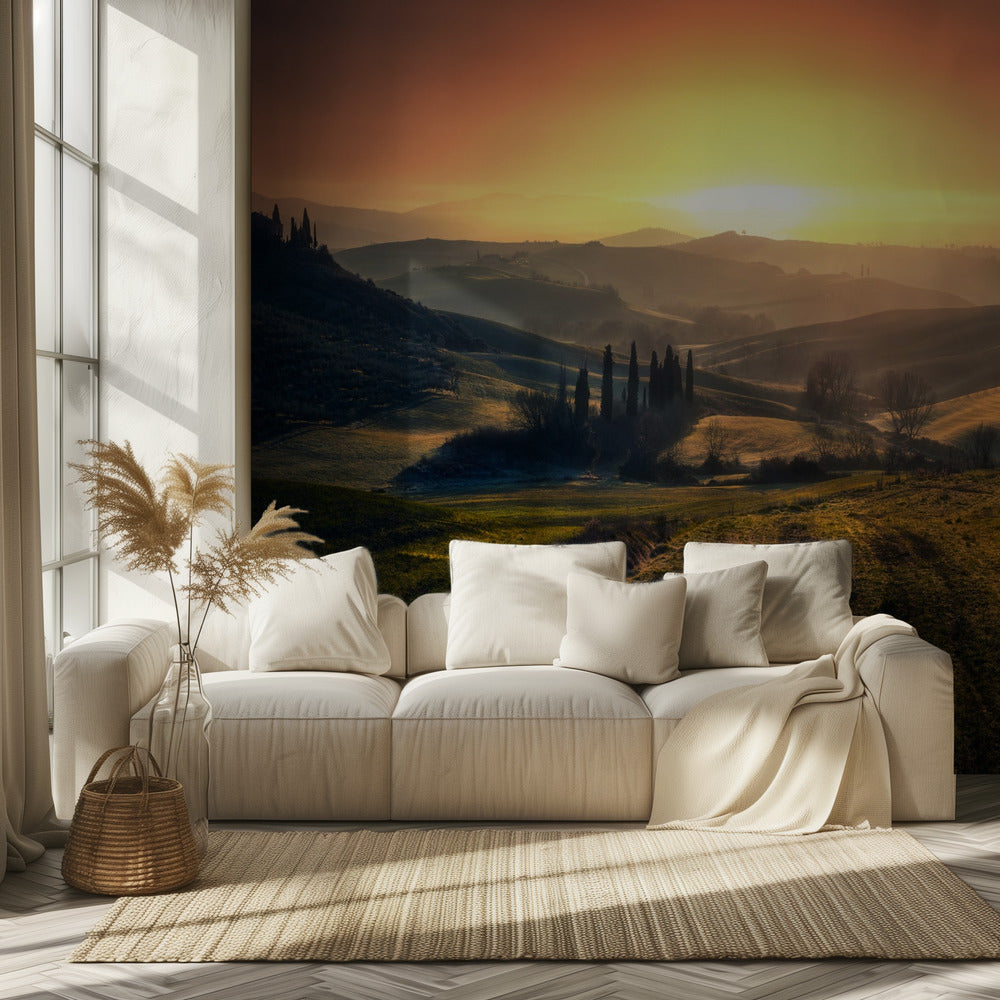 Val d'Orcia in de ochtend | Fotobehang