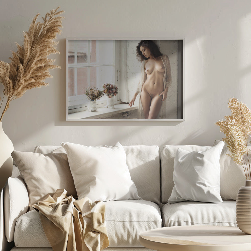 Retrato con flores | Poster