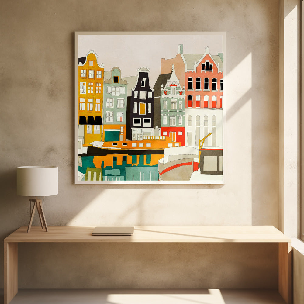 Amsterdams hus med skepp, vy 1 | Poster