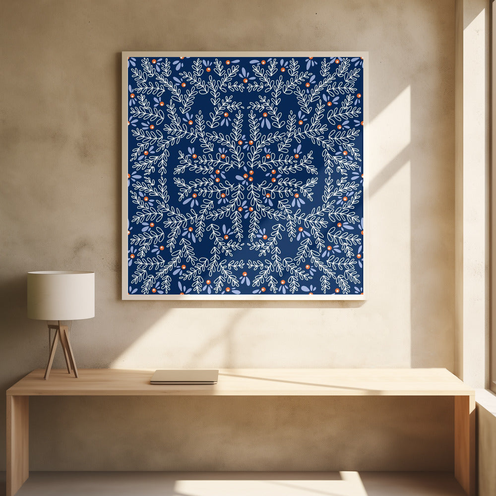 Wonderful twigs blue pattern | Poster