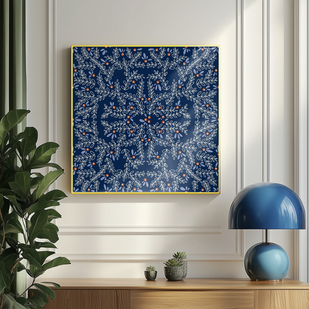 Wonderful twigs blue pattern | Poster