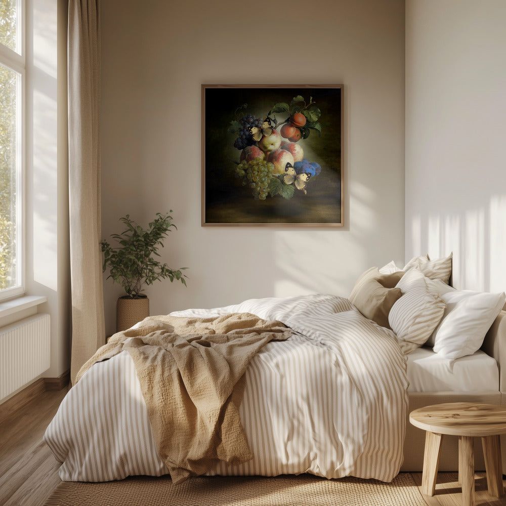 Vibrant Fruits With Butterflies | Poster