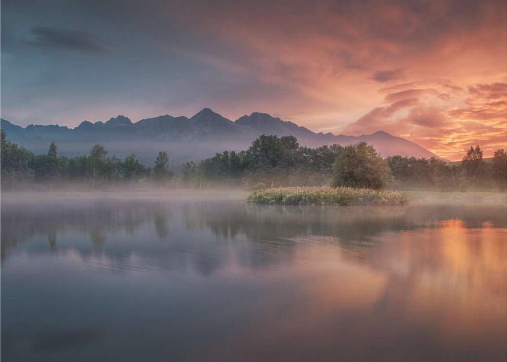 Aube au bord du lac | Papier Peint Photo