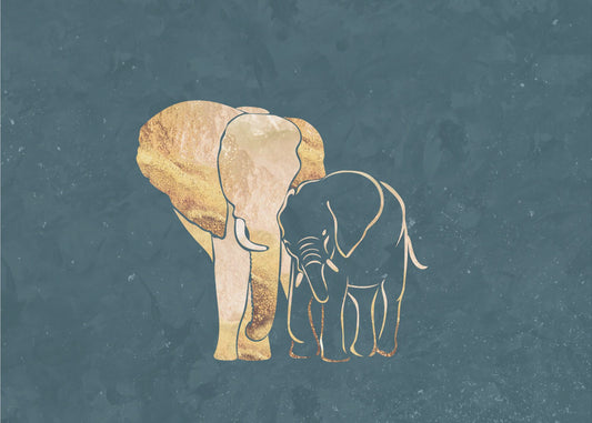 Gold Elephant Line art Silhouettes 2 | Canvas
