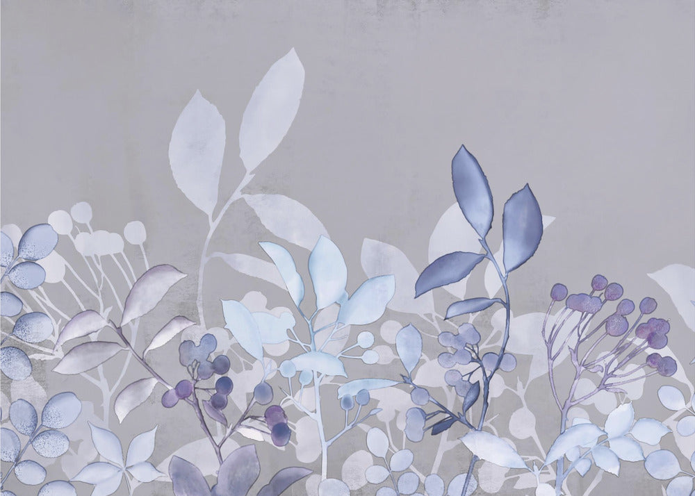 Aquarelle Pastel Jardin Bleu | Papier Peint Photo