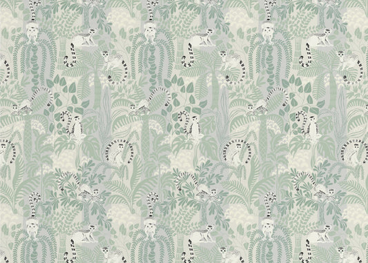 Jungle adventure soft sage green pattern | Wallpaper