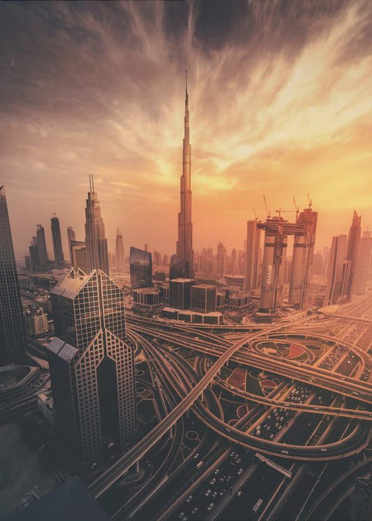 Dubais flammende solnedgang | Lærredsbilleder