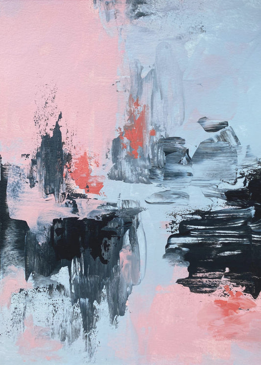 Pink and Grey Abstract 2 | Poster