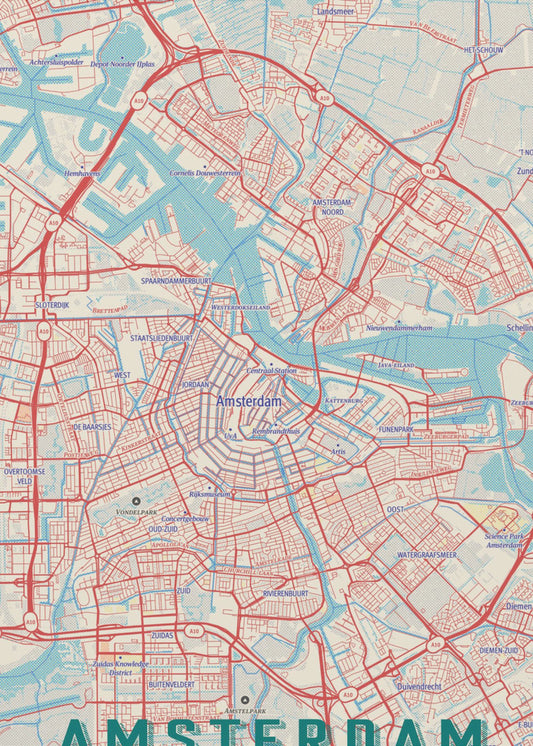 Retrokort Amsterdam | Lærredsbilleder