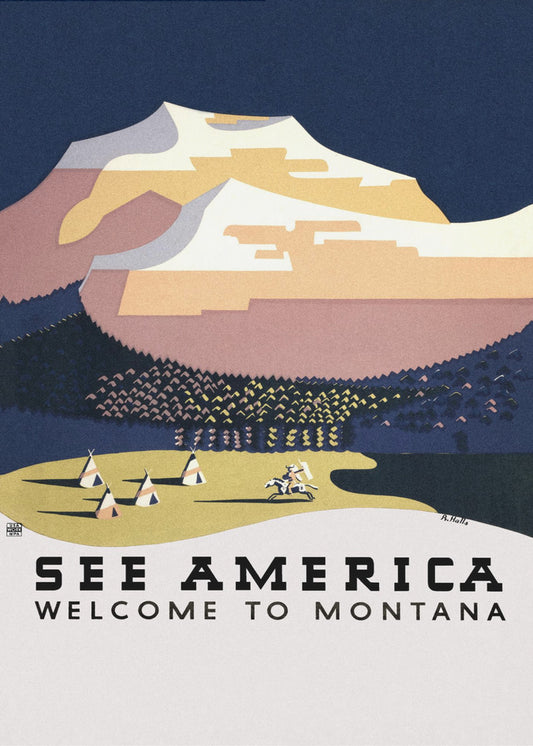 Se Amerika. Velkommen til Montana (1936) Rejse Plakater - Kunsttryk Af Richard Halls | Lærredsbilleder