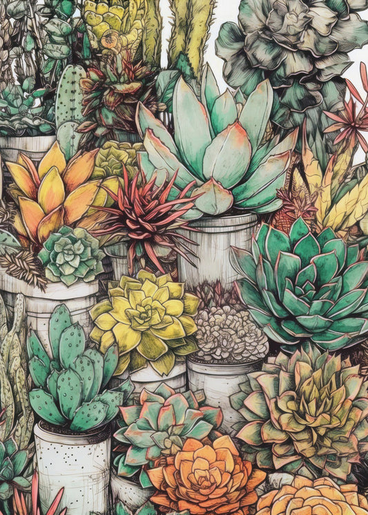 Plantes succulentes et cactus 12 PLANTES FLORALES EN POT | Affiches
