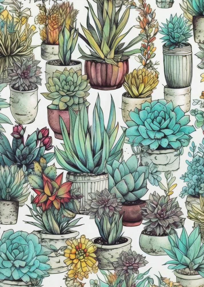 Plantes succulentes et cactus 14 FLEURS EN POT | Toile