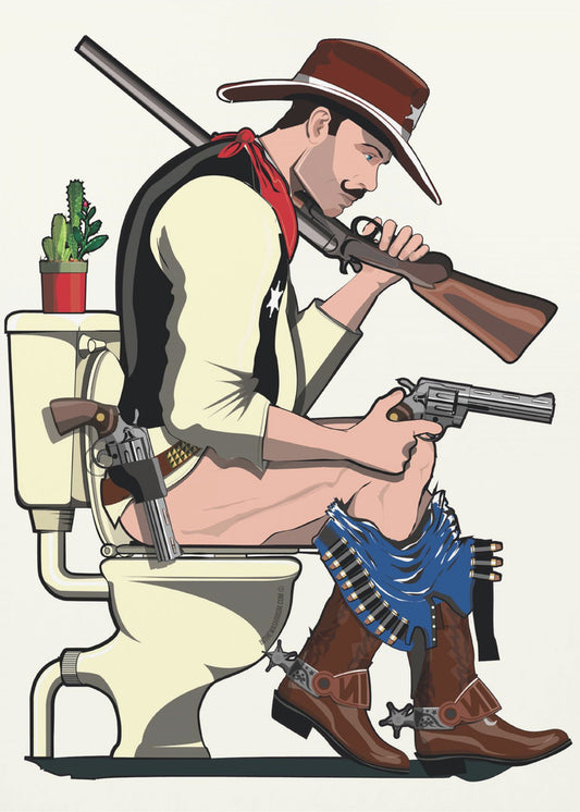 Cowboy auf der Toilette | Leinwand-Bilder