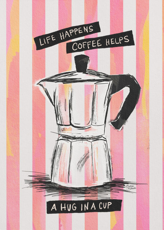 Mokka-Kaffee auf Streifen – Umarmung in einer Tasse | Poster