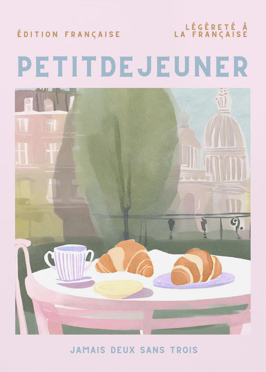 Petit Dejeuner, Croissanter, Paris, Pastell | Affisch
