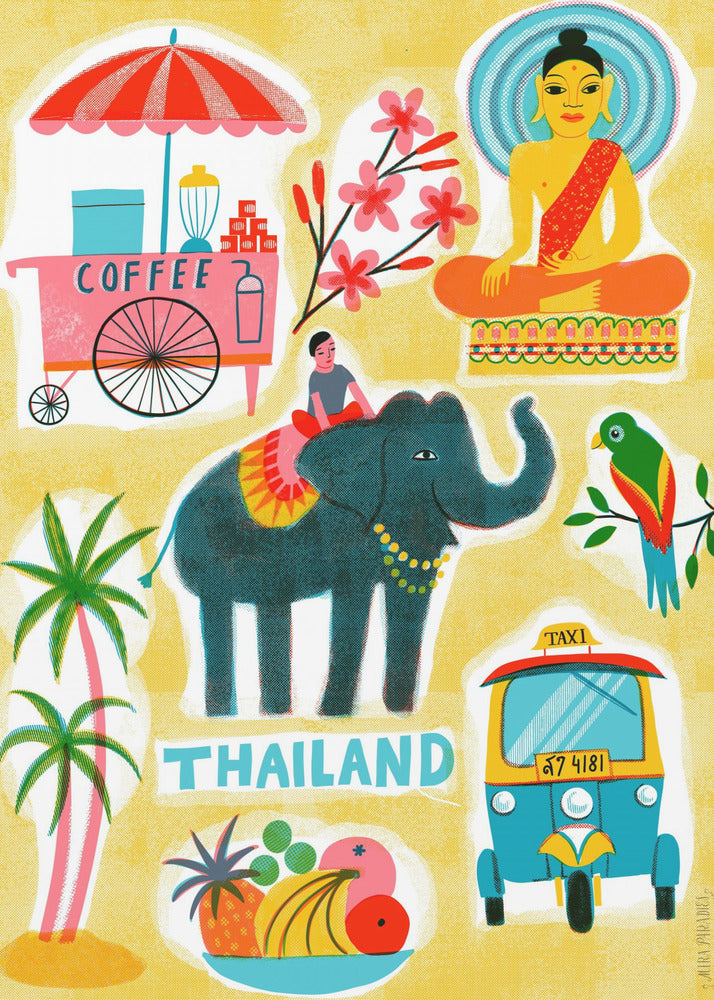 Sérigraphie Vintage Travel Thaïlande | Tableaux sur Toile