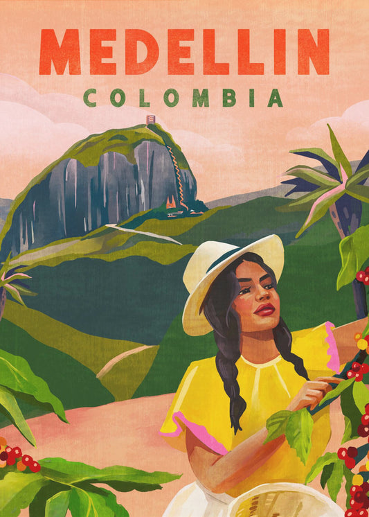 Medellin Kolumbia Podróż Plakaty - Wydruki Artystyczne | Wydruki na łótnie