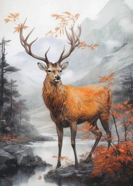 Deer Watercolor Animal Art | Poster