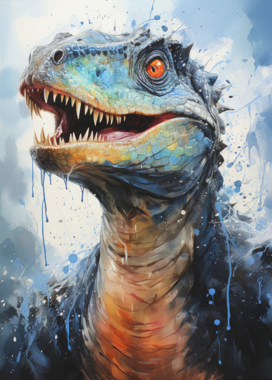 Rebbachisaurus Dinosaur Watercolor Animal Art | Poster