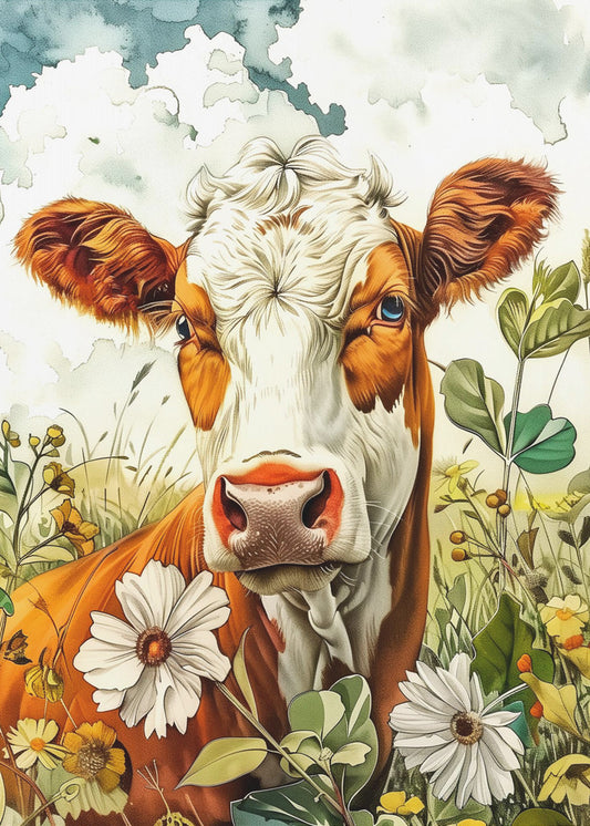 Cow watercolor animal art 2 | Poster