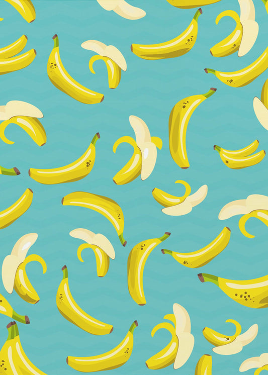 Verspieltes Muster aus gelben Bananen | Leinwand
