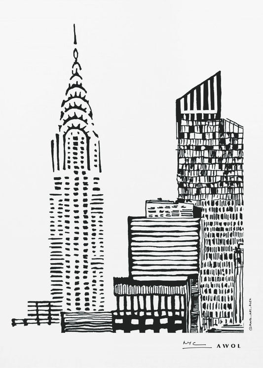 Skyline de la ville de New York avec des gratte-ciel | Tableaux sur Toile