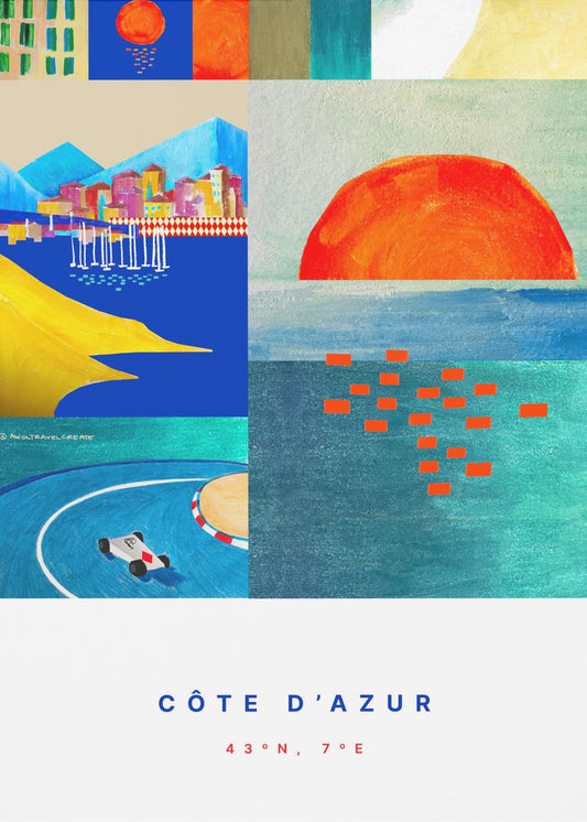 RIVIERA MODERNE : LA CÔTE D'AZUR COLORÉE Posters - Affiche Artistique | Tableaux sur Toile