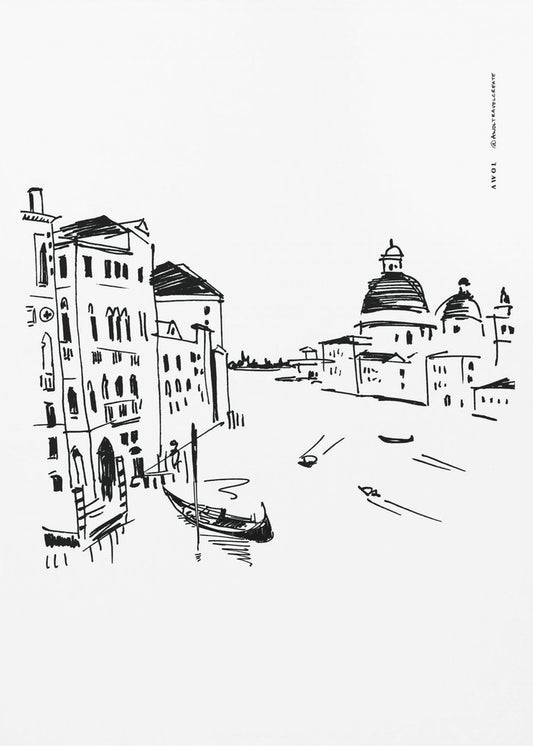 Impression d'art de Venise avec gondoles et basilique sur le Grand Canal, Italie Art mural | Tableaux sur Toile