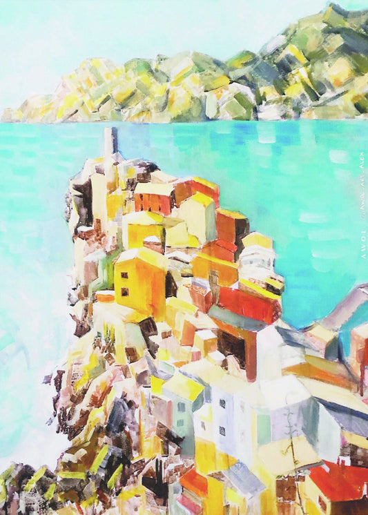 Ville colorée au bord de la mer Méditerranée, Italie Art mural | Tableaux sur Toile