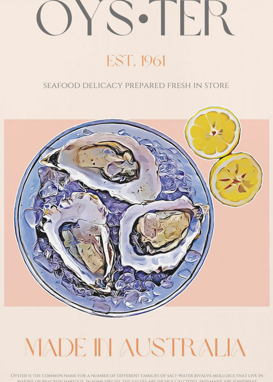 Fresh Oysters with Lemon Slices | Poster
