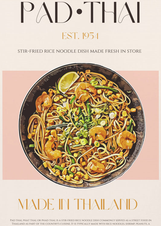Elegant Illustration of Pad Thai | Poster