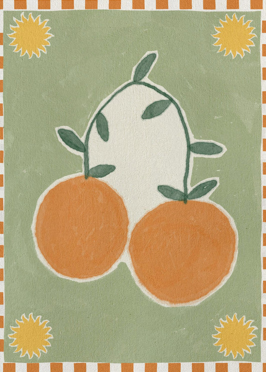 Orange Fruit On Green Background | Canvas