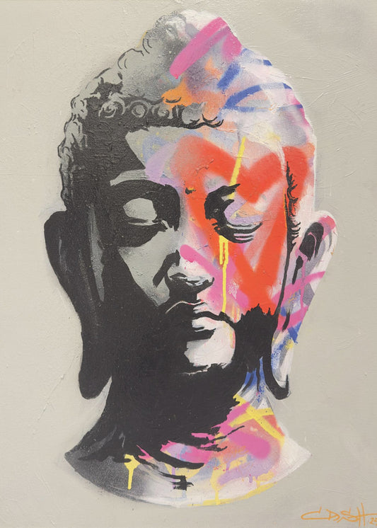 Vibrant Buddha Bust | Canvas