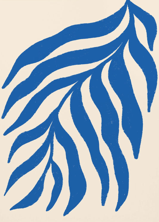 Blue Silhouette Textured Branch | Poster
